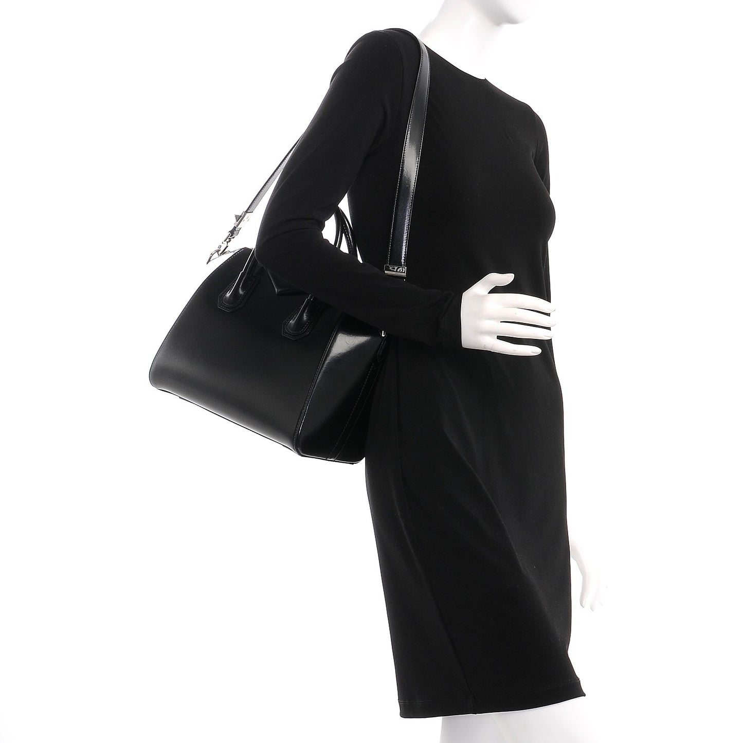 Shiny Lord Calfskin Small Antigona Black