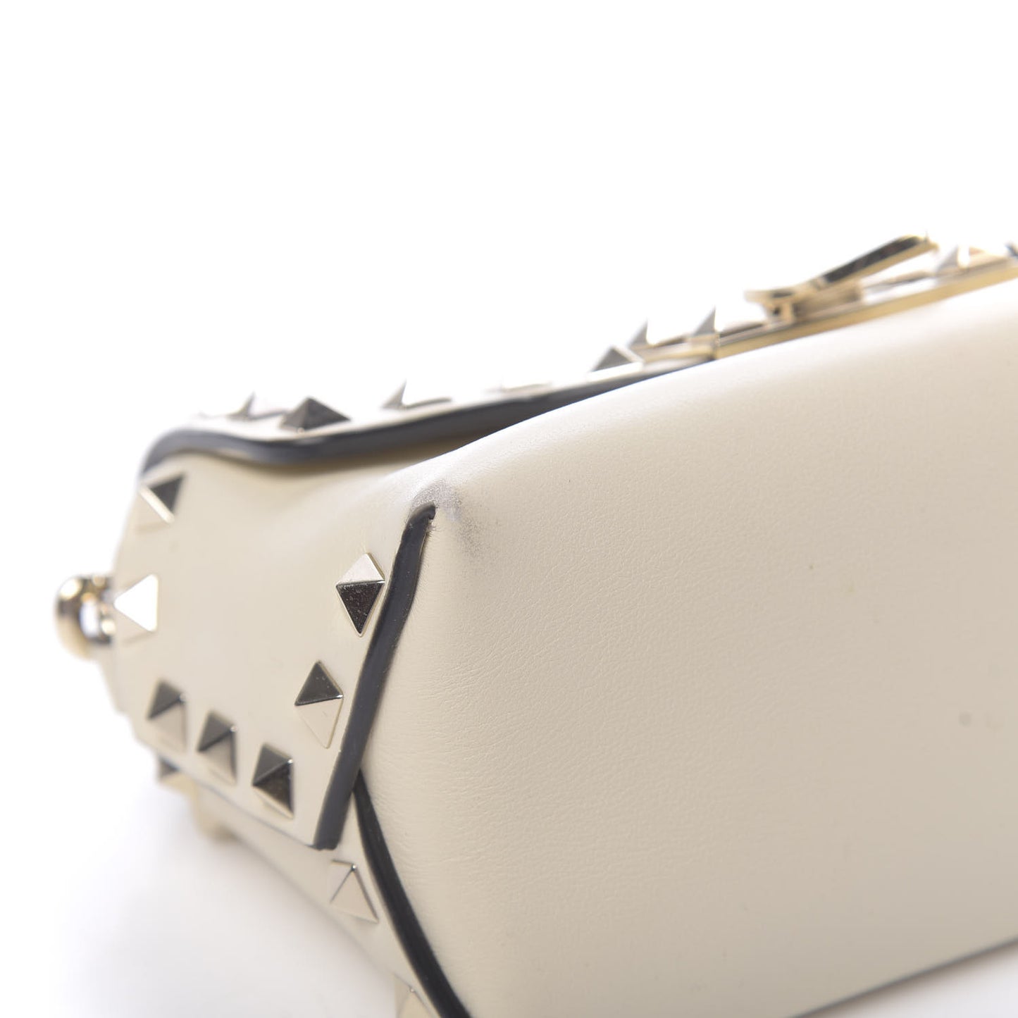 Vitello Mini Rockstud Crossbody Bag Light Ivory