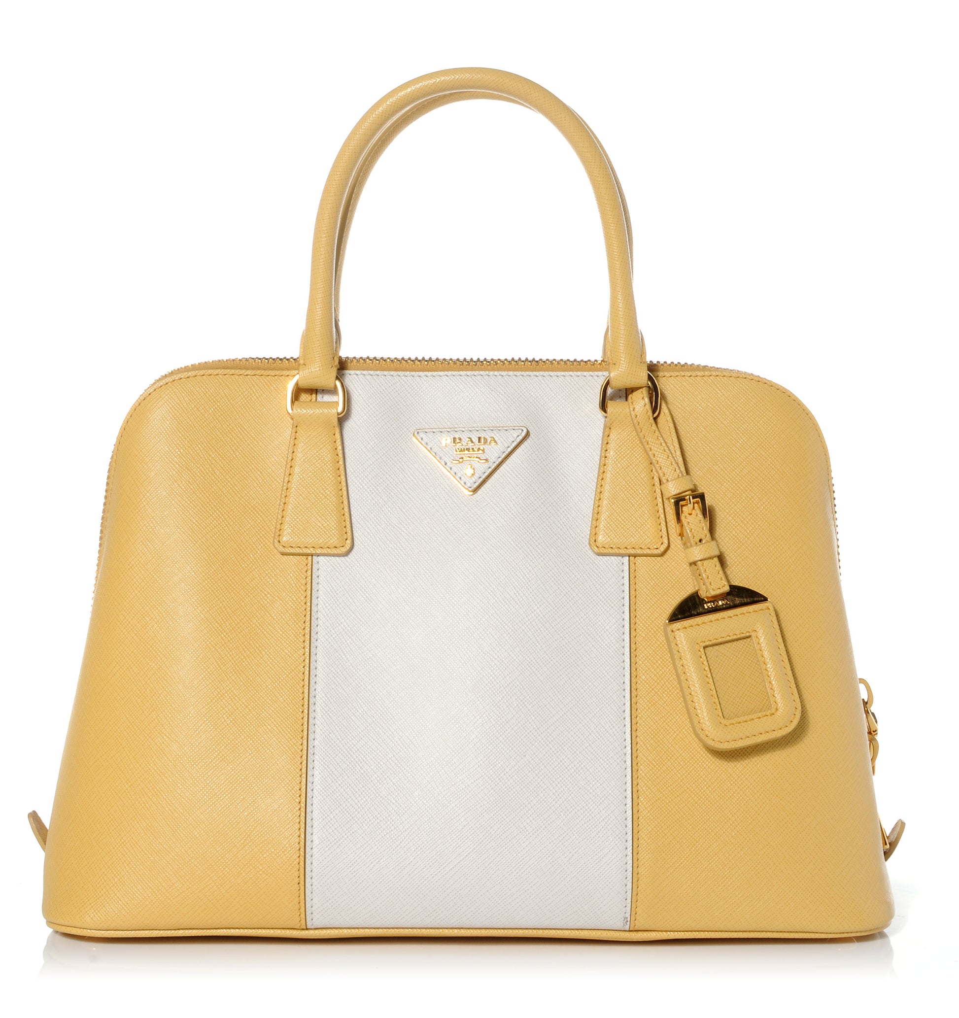 Prada Saffiano Lux Bi-Color Promenade Tote Ginestra White 1 of 9