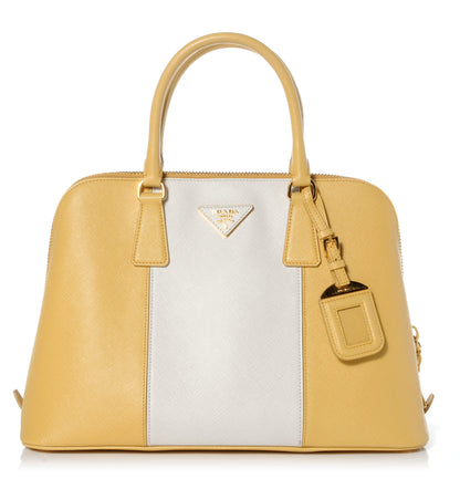 Prada Saffiano Lux Bi-Color Promenade Tote Ginestra White 1 of 9