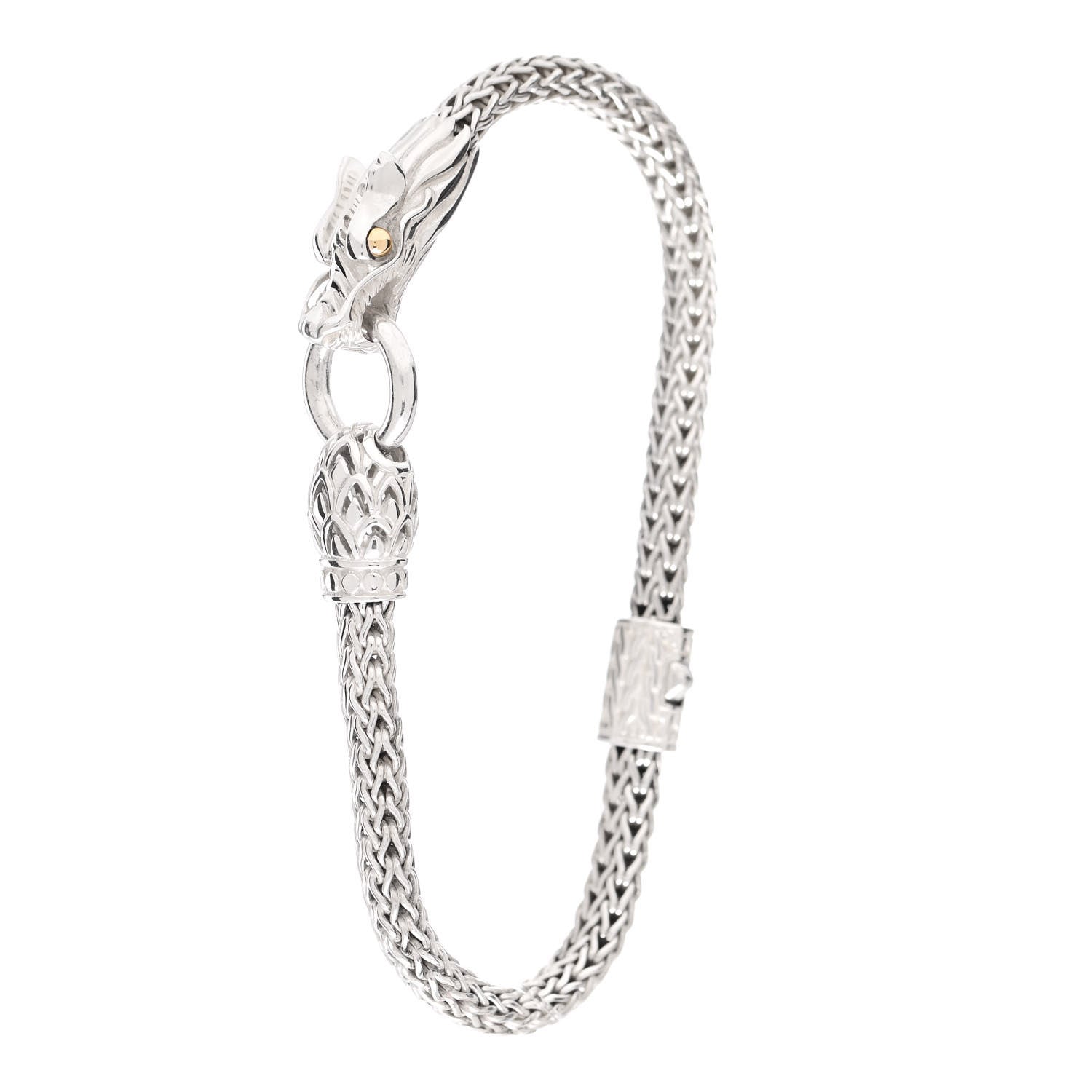 John Hardy Sterling Silver 18K Yellow Gold 5mm Naga Dragon Station Bracelet 1 of 5