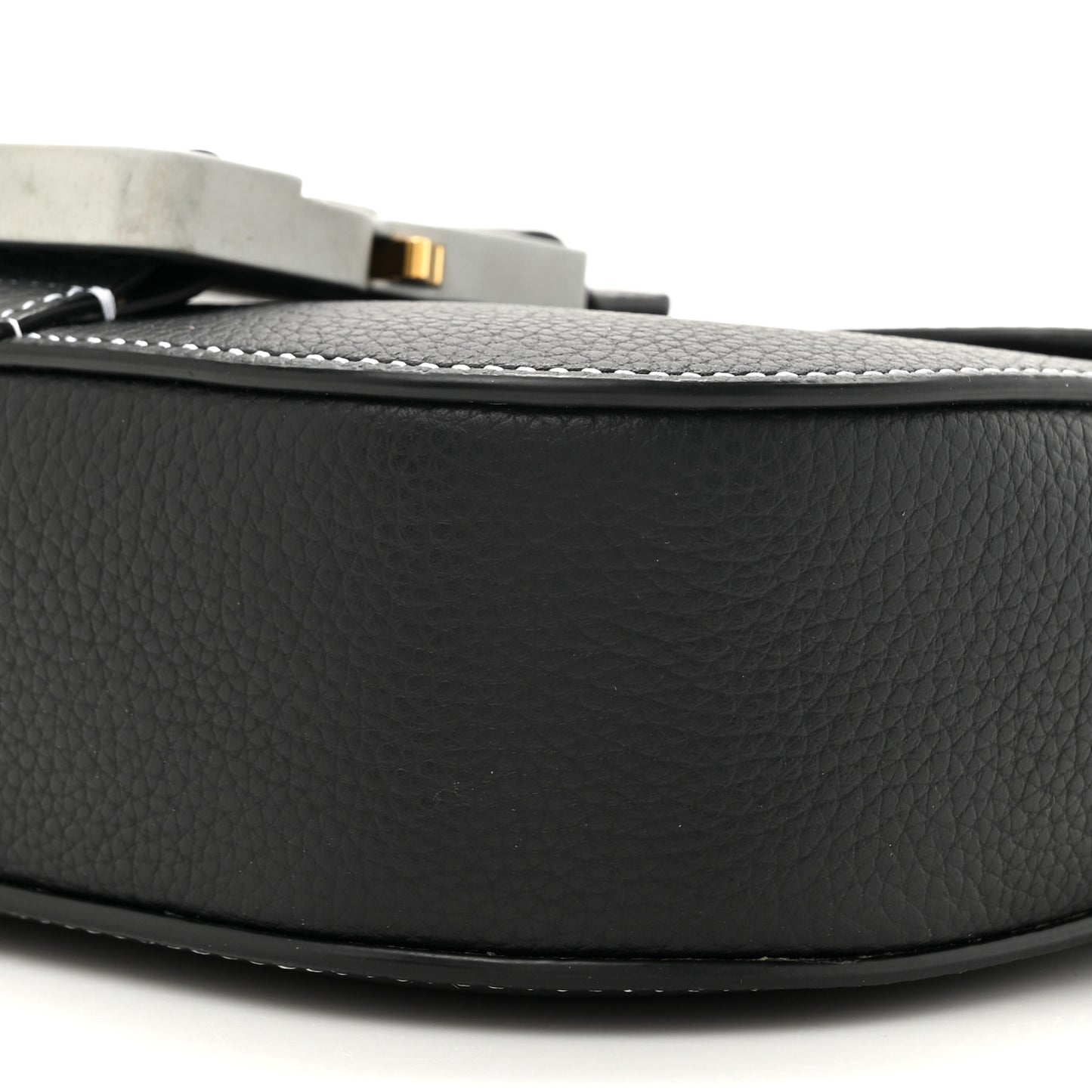 Grained Calfskin Saddle Messenger Bag With Strap Black