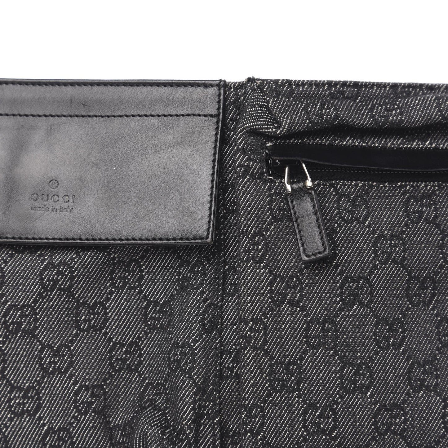 Denim Monogram Double Pocket Belt Bag Black