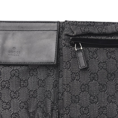 Gucci Denim Monogram Double Pocket Belt Bag Black 9 of 10