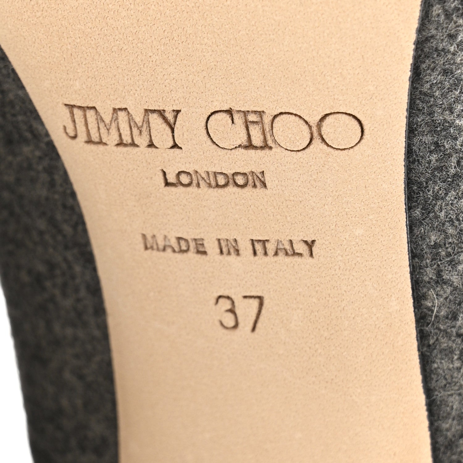 Jimmy Choo Flannel Patent Archer 100 Pumps 37 Grey Black 8 of 10