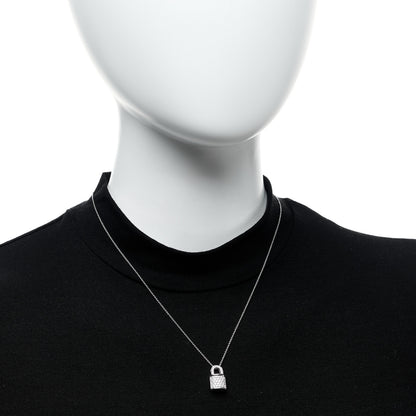 Roberto Coin 18K White Gold Diamond Tiny Treasures Lock Pendant Necklace 2 of 8