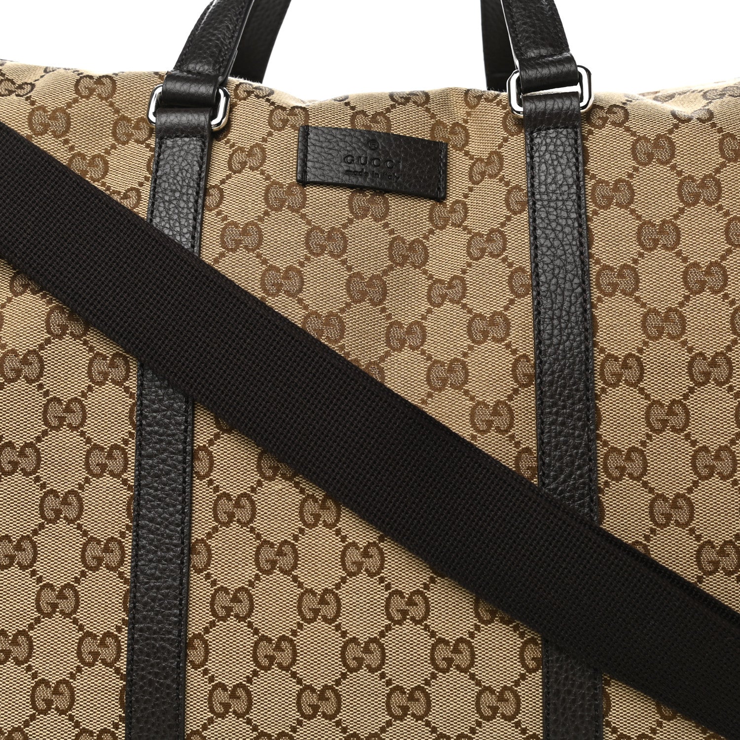 Gucci Monogram Dollar Calfskin Large Boston Duffle Bag Beige Ebony Testa di Moro Marrone Scuro 8 of 10