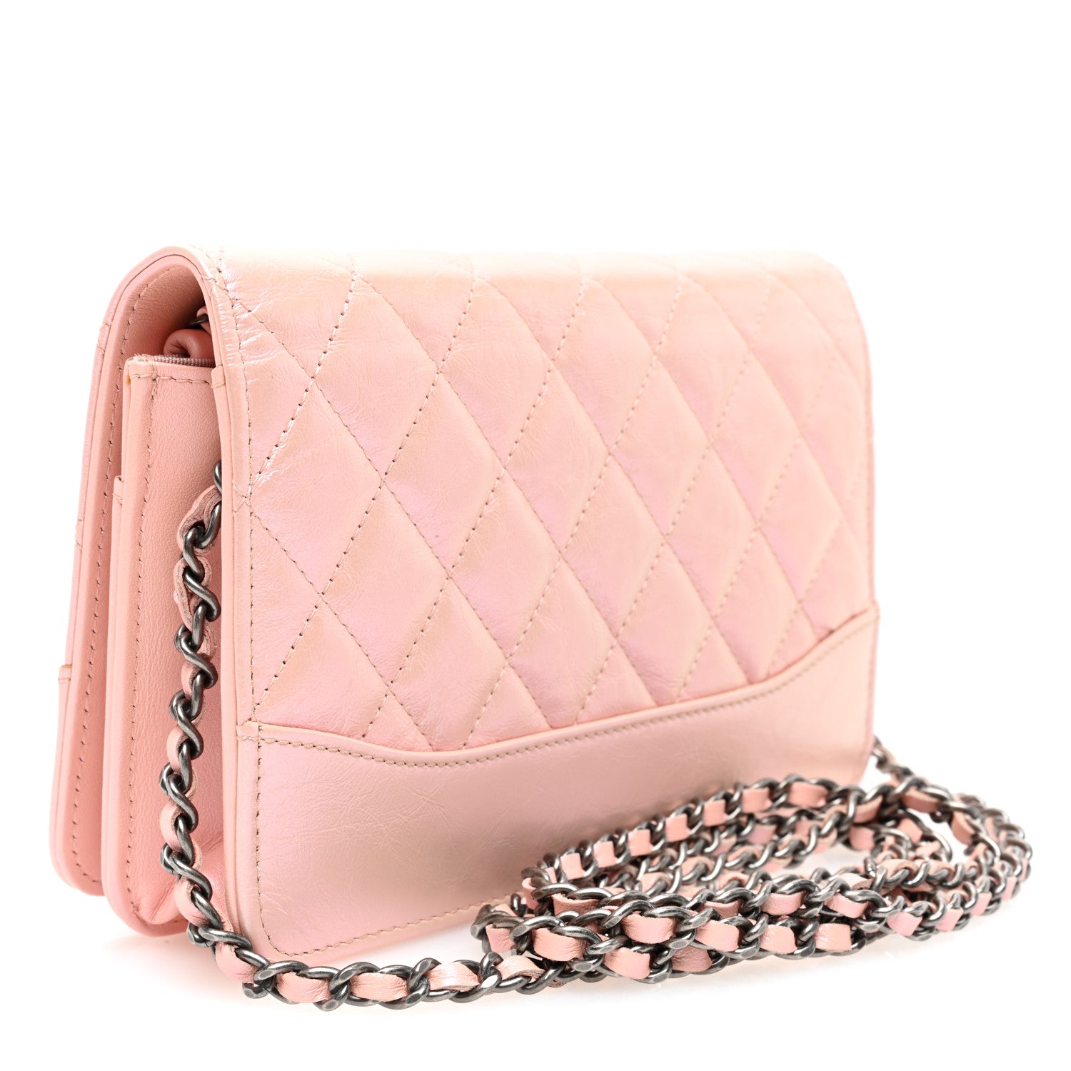 Chanel Iridescent Aged Calfskin Quilted Gabrielle Wallet On Chain WOC Rose 3 of 10