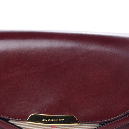 Burberry House Check Bridle Calfskin Small Abbott Crossbody Bag Red Claret 10 of 11