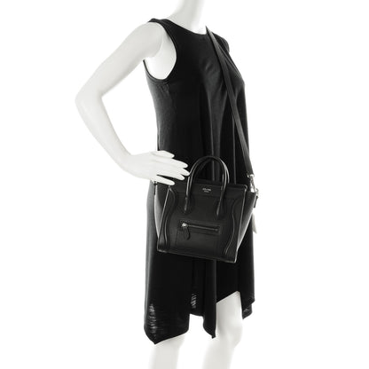 Celine Drummed Calfskin Nano Luggage Black 2 of 7