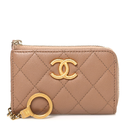 Chanel Caviar Quilted Zipped Key Holder Case Dark Beige 1 of 8