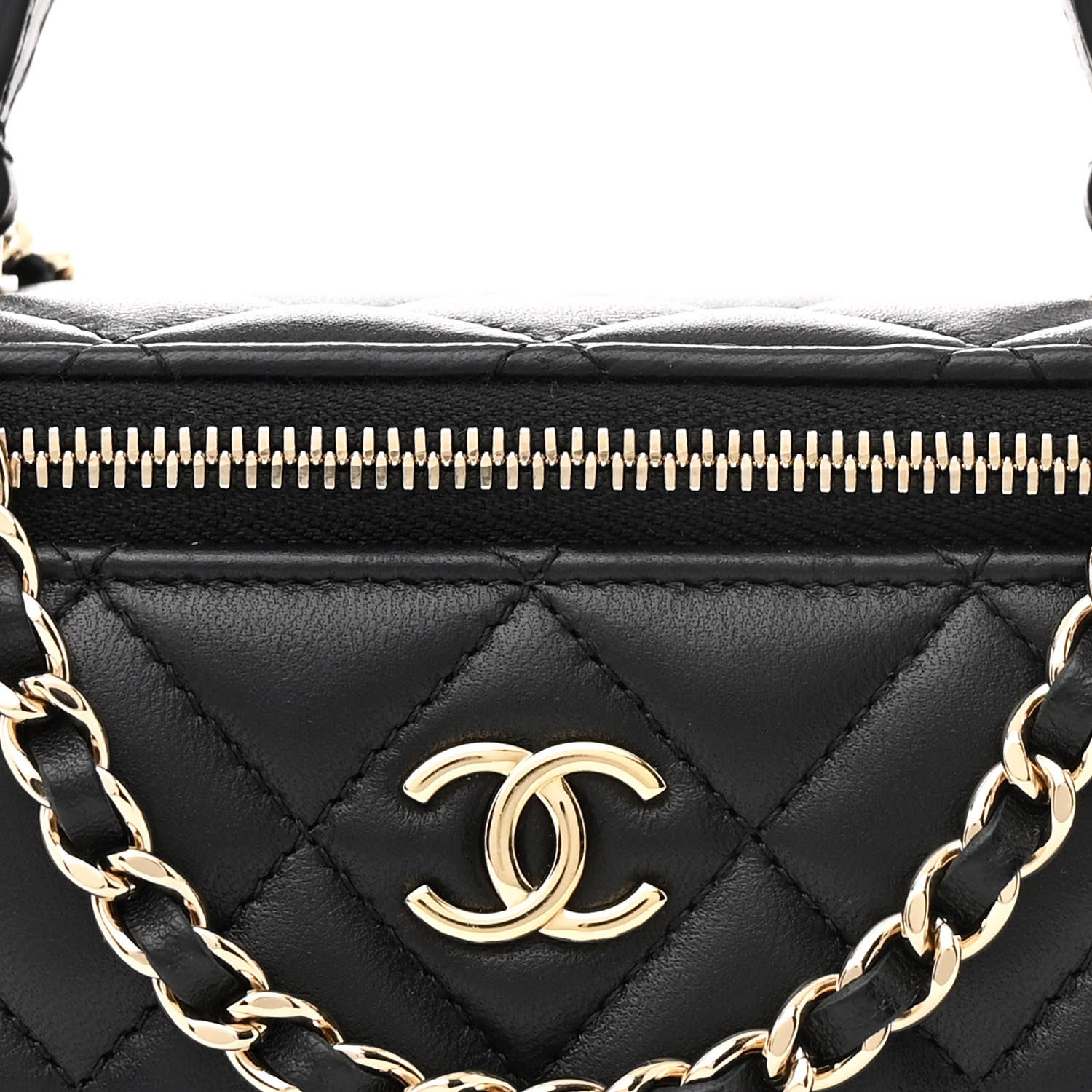 Chanel Lambskin Quilted Small Top Handle Vanity Case With Chain Black 8 of 10