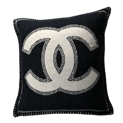 Chanel Merino Wool Cashmere CC Pillow Black White 2 of 3