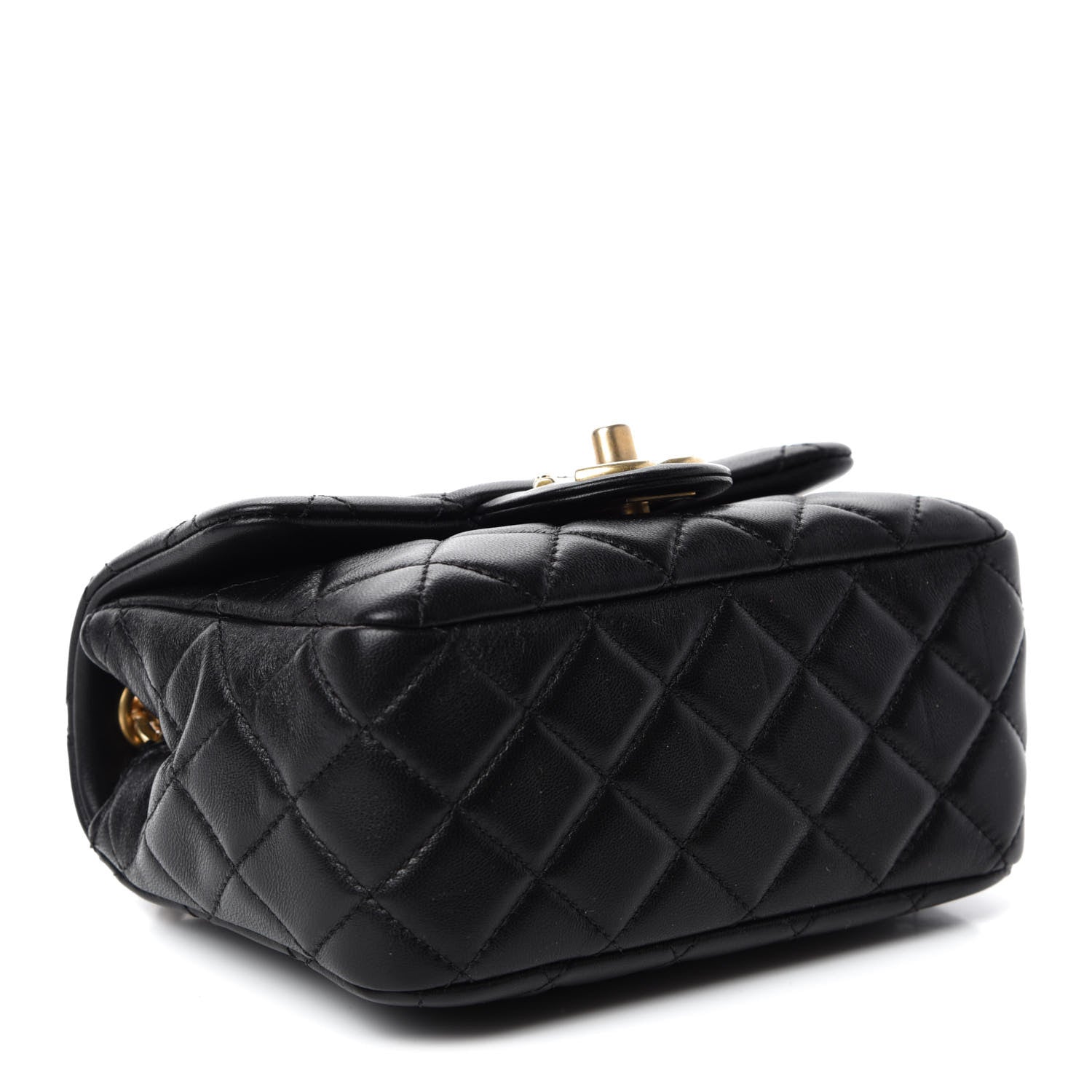 Chanel Lambskin Resin Quilted Mini Pearl Samba Square Flap Black 4 of 10