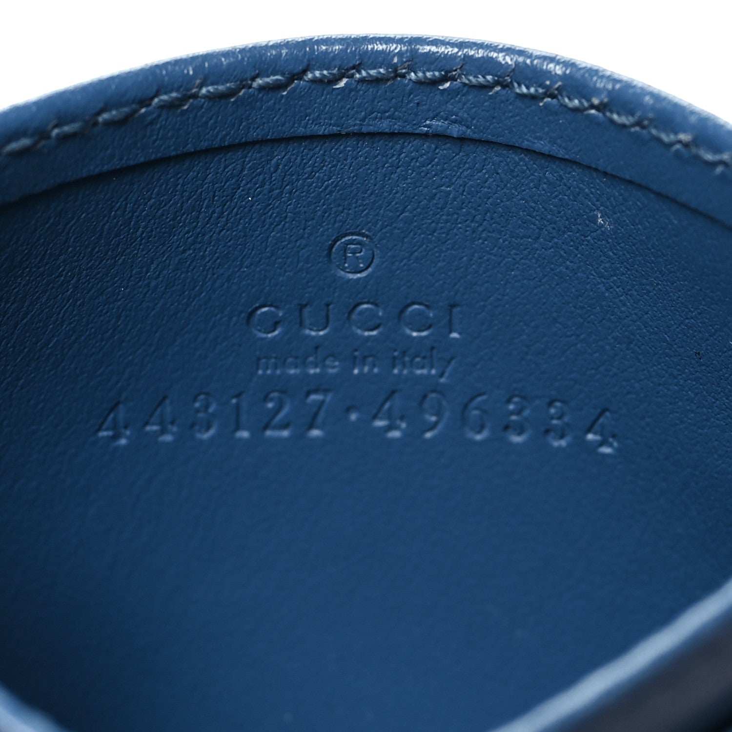 Gucci Calfskin Matelasse Aria GG Marmont Card Holder Clear Blue 6 of 7