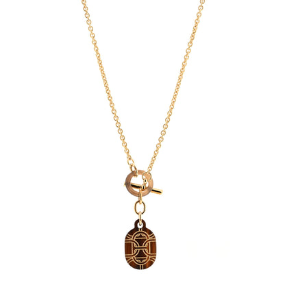 Hermes Permabrass Buffalo Horn Chaine d'Ancre Toggle Pendant Necklace Dore 1 of 6