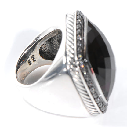 David Yurman Sterling Silver Diamond Smoky Quartz 11mm Albion Ring 52 6 4 of 6