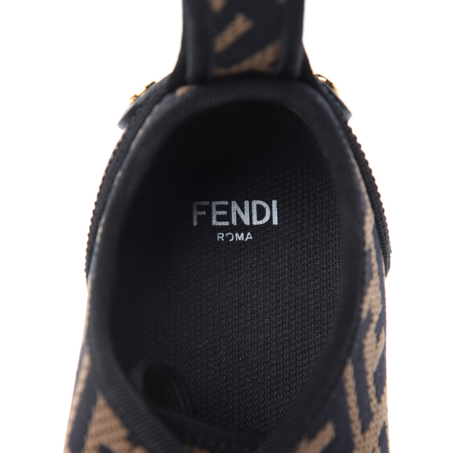 Fendi Fabric FF Micro-Perforated Rise Low Top Sneakers 36 Tobacco Black 6 of 10
