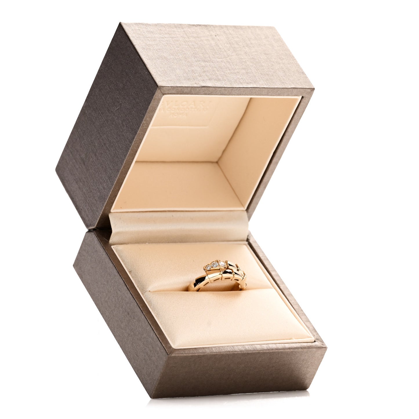 18K Yellow Gold Diamond Serpenti Viper Single Spiral Ring 48 4.5
