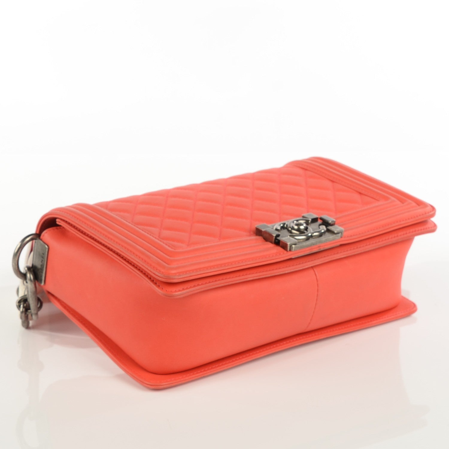 Chanel Lambskin Quilted Medium Boy Flap w Stingray Strap Coral 4 of 8