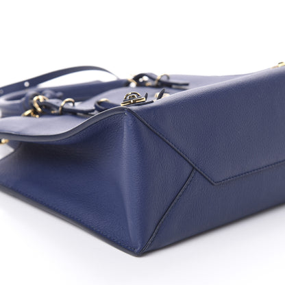 Balenciaga Grained Calfskin Gold Metallic Edge Hardware Papier Mini A4 Tote Bleu 7 of 8