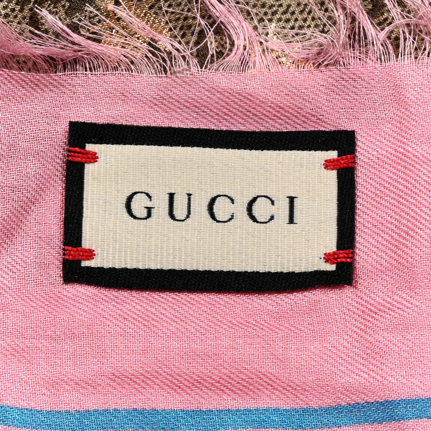 Silk Twill GG Monogram Bee Scarf Roseate Sky Blue