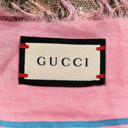 Gucci Silk Twill GG Monogram Bee Scarf Roseate Sky Blue 2 of 3