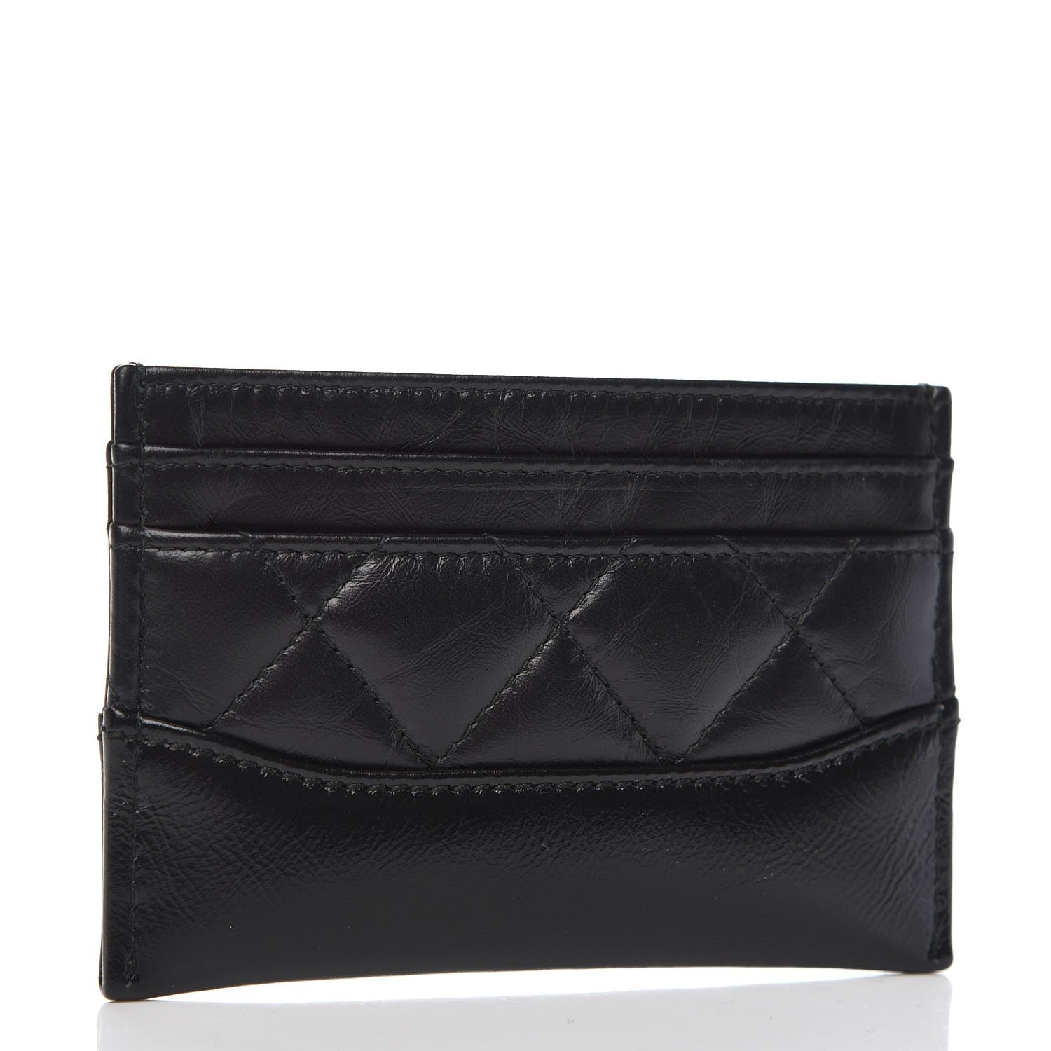 Chanel Aged Calfskin Quilted Gabrielle Card Holder Black 3 of 8