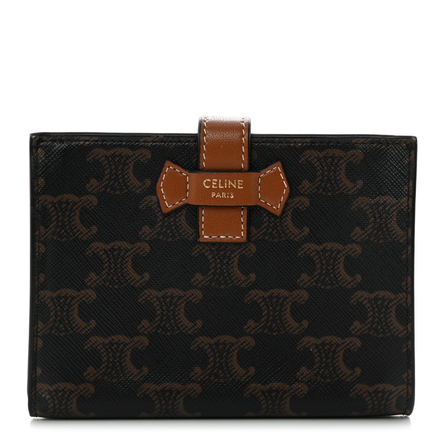 Celine Canvas Triomphe Medium Strap Wallet Tan 1 of 8