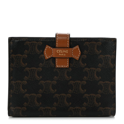 Celine Canvas Triomphe Medium Strap Wallet Tan 1 of 8