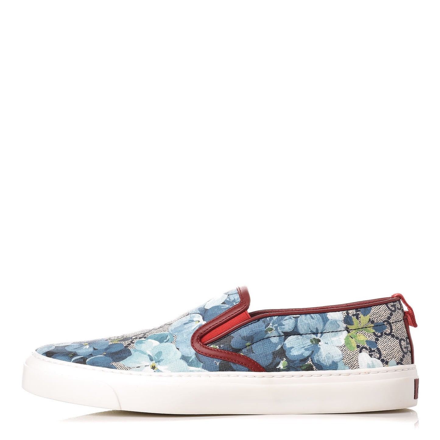 GG Supreme Monogram Blooms Womens Slip On Sneakers 39 Beige Blue Navy Red