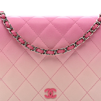 Chanel Faded Lambskin Quilted Zephyr Wallet on Chain WOC Dark Pink 9 of 14