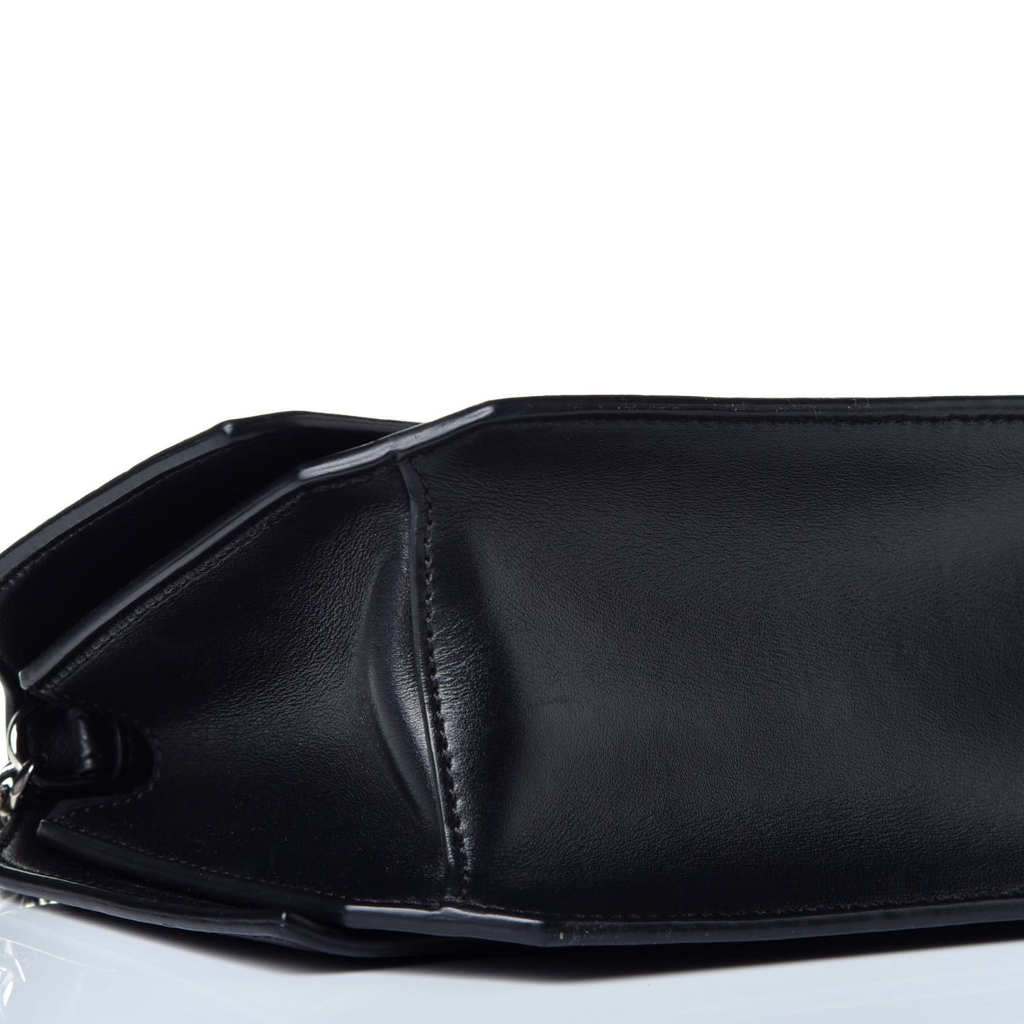 Calfskin Bow Cut Chain Wallet Black