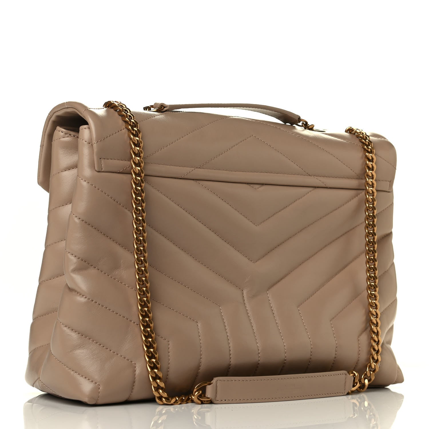 Saint Laurent Calfskin Y Quilted Monogram Medium Loulou Chain Satchel Dark Latte 2 of 6