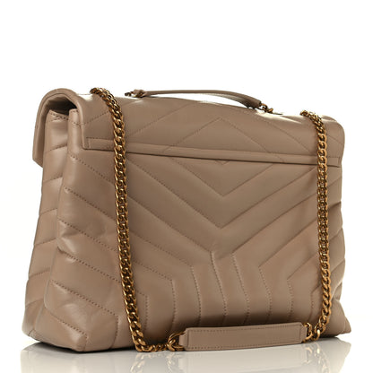 Saint Laurent Calfskin Y Quilted Monogram Medium Loulou Chain Satchel Dark Latte 2 of 6