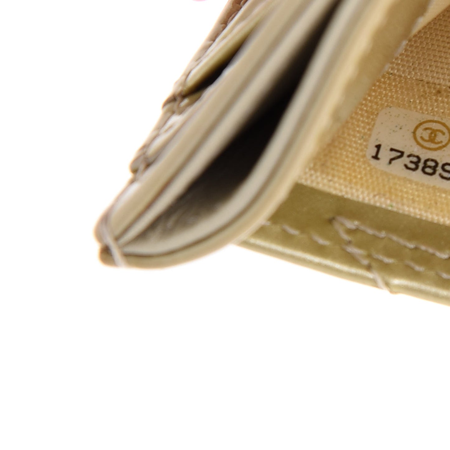 Patent Quilted Card Holder Gold