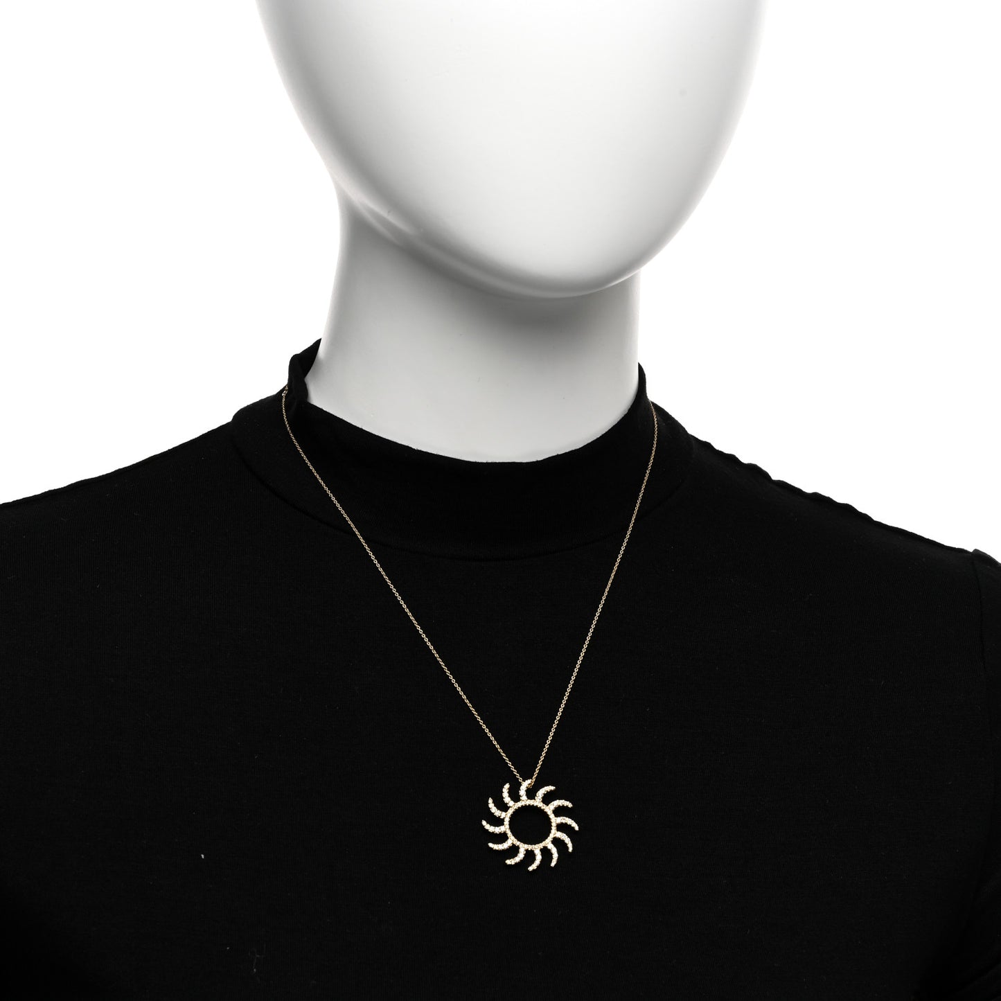 18K Yellow Gold Diamond Sun Pendant Necklace
