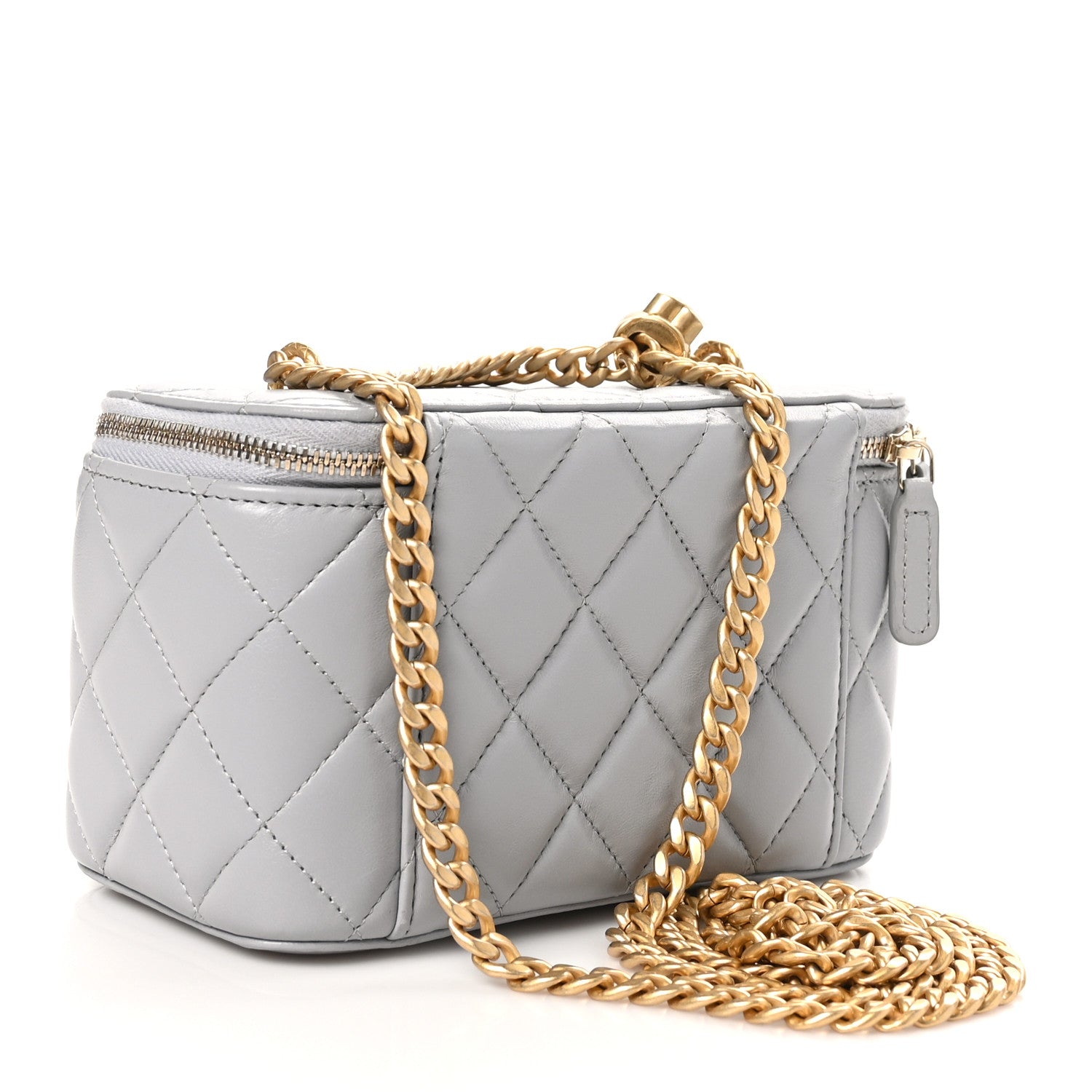 Chanel Lambskin Quilted Small Pillow Crush Vanity Case With Chain  Grey 3 of 11