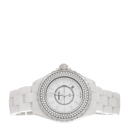 Chanel Stainless Steel Ceramic Diamond Pave Bezel 33mm J12 Quartz Watch White 2 of 5