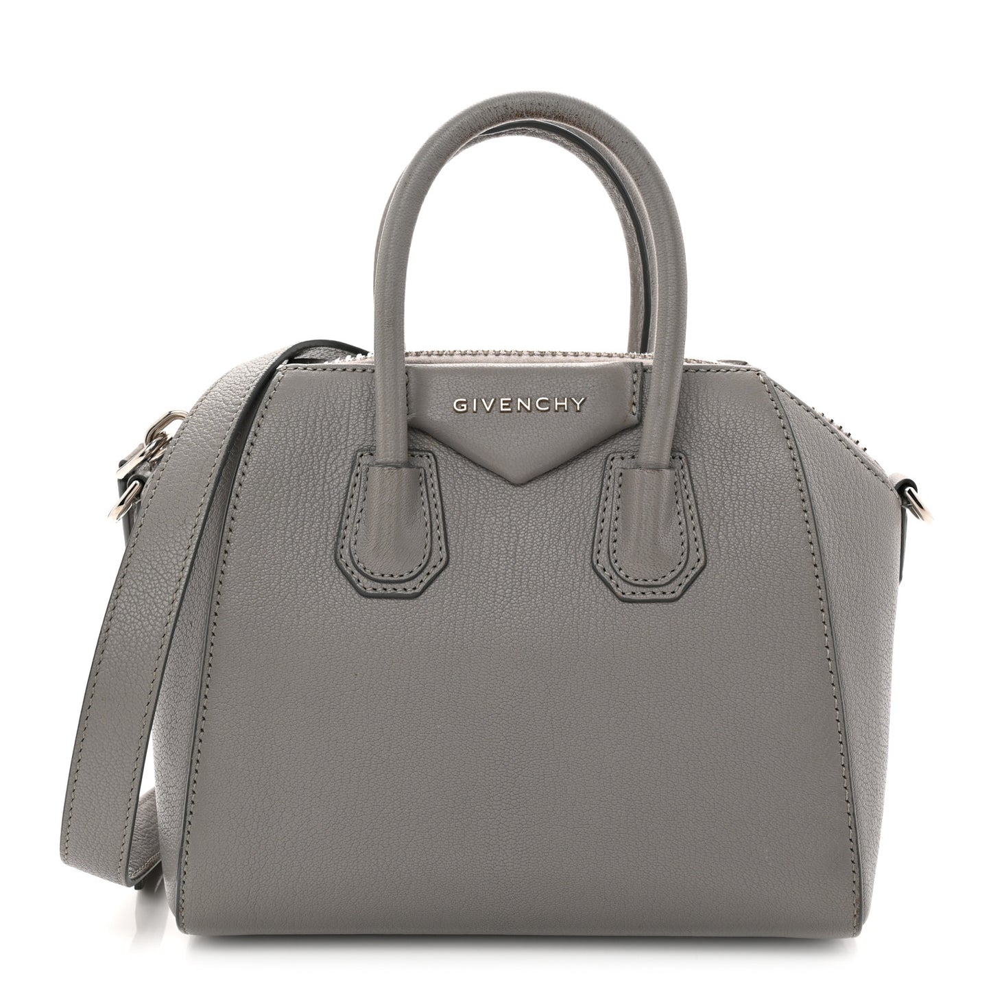 Sugar Goatskin Mini Antigona Pearl Grey