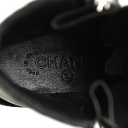 Chanel Calfskin Quilted Lace Up Combat Boots 36 Black 10 of 14