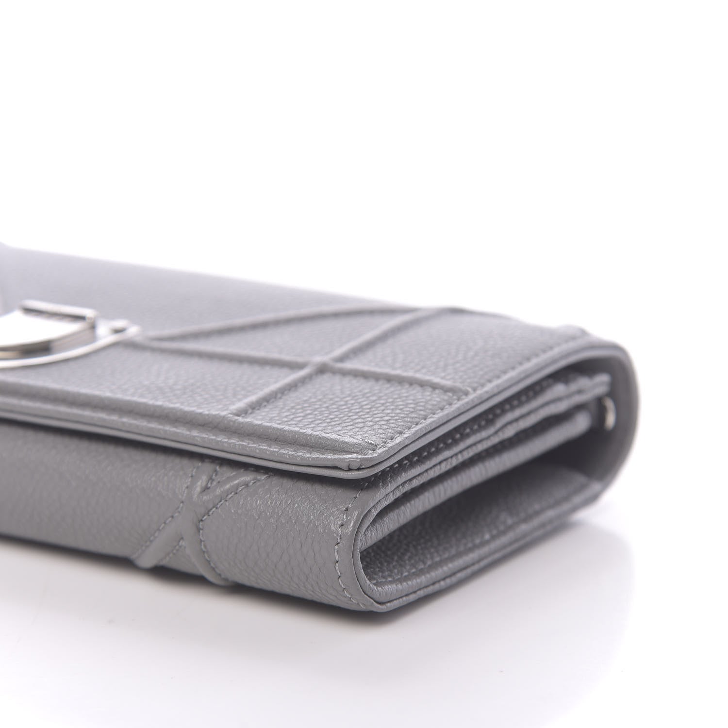Christian Dior Grained Calfskin Diorama Croisiere Chain Wallet Gris 9 of 10