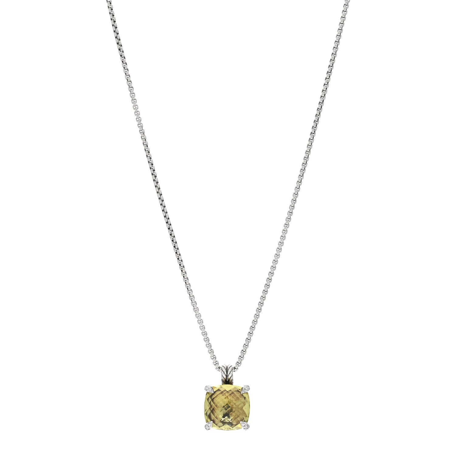 David Yurman Sterling Silver Diamond Lemon Citrine 14mm Chatelaine Pendant Necklace 1 of 4
