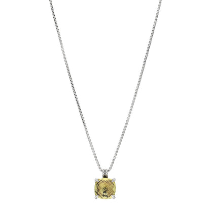 David Yurman Sterling Silver Diamond Lemon Citrine 14mm Chatelaine Pendant Necklace 1 of 4