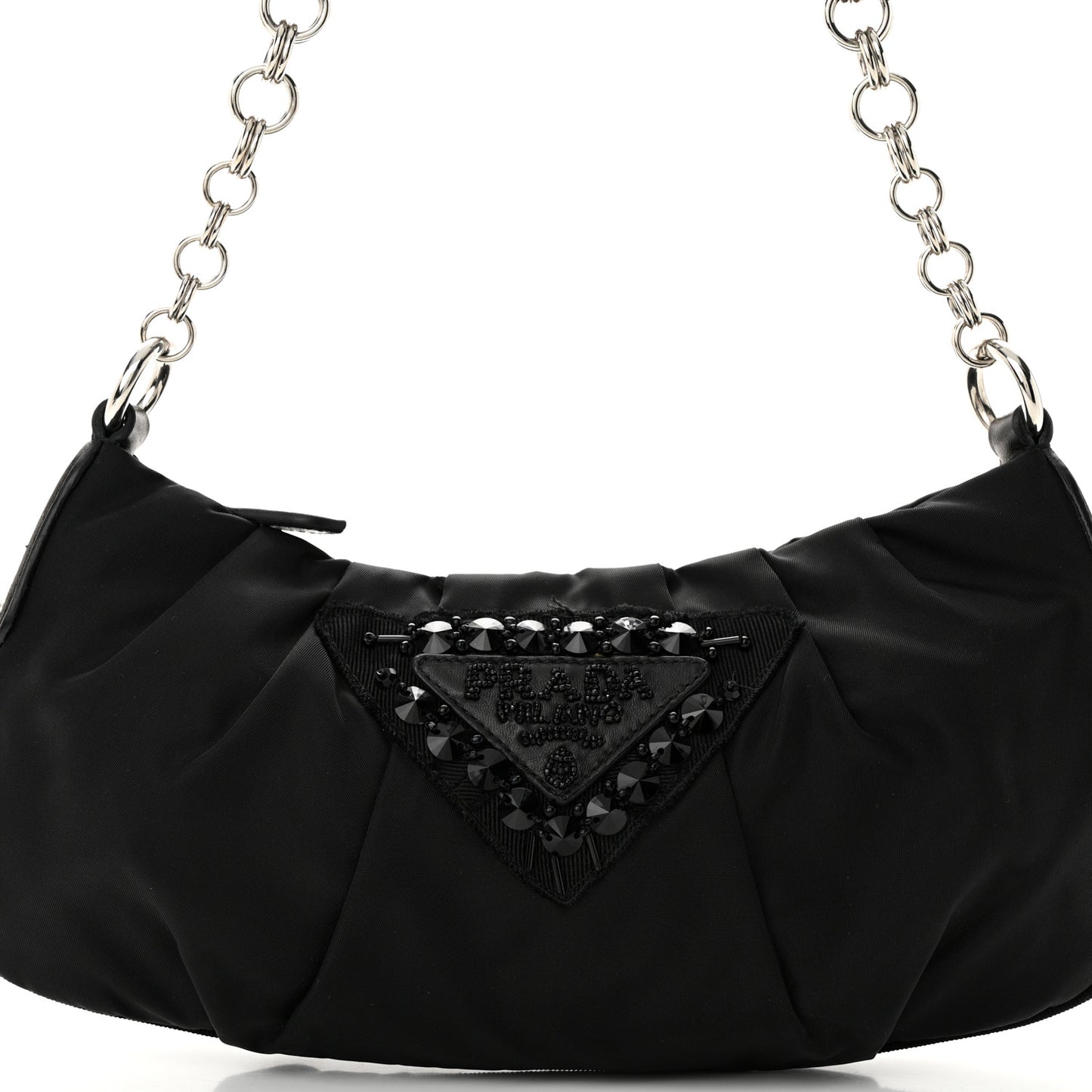 Tessuto Nylon Beaded Bag Black