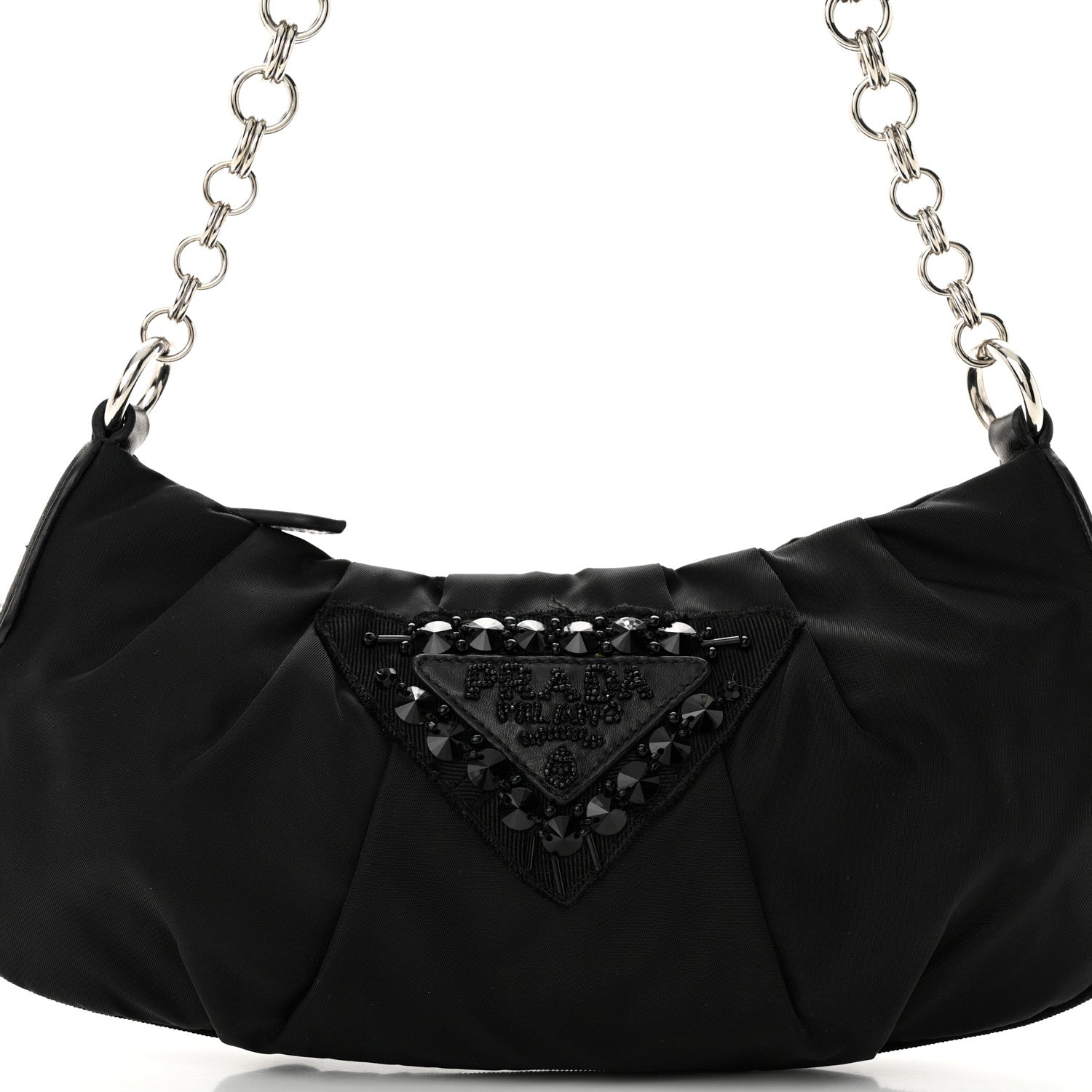 Prada Tessuto Nylon Beaded Bag Black 8 of 10