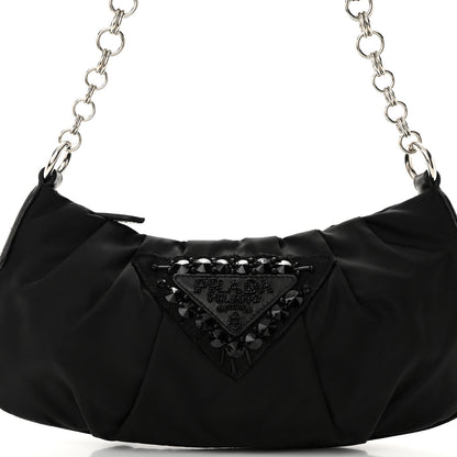 Prada Tessuto Nylon Beaded Bag Black 8 of 10