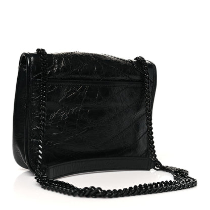 Saint Laurent Crinkled Calfskin Matelasse Monogram Niki Chain Wallet Black 3 of 11