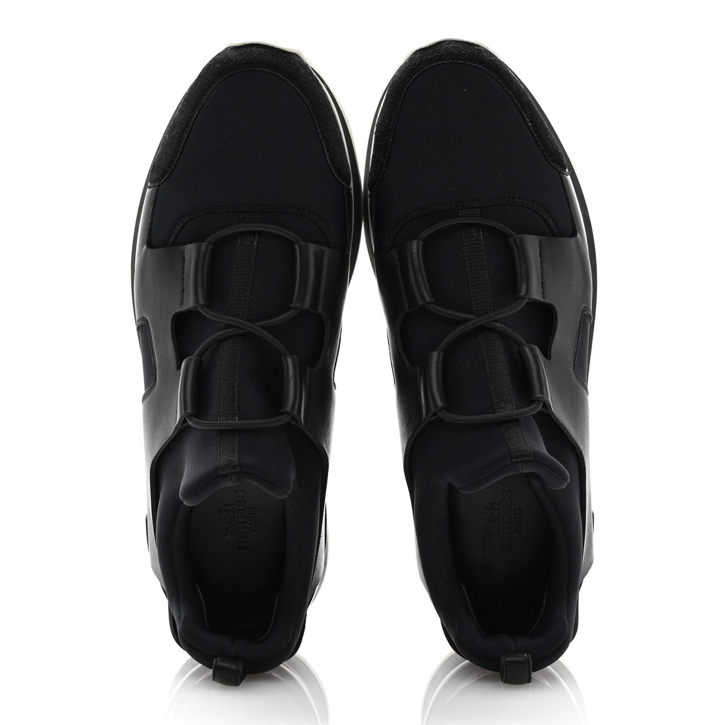 Technical Canvas Calfskin Goatskin Womens Player Sneakers 40 Marine Black