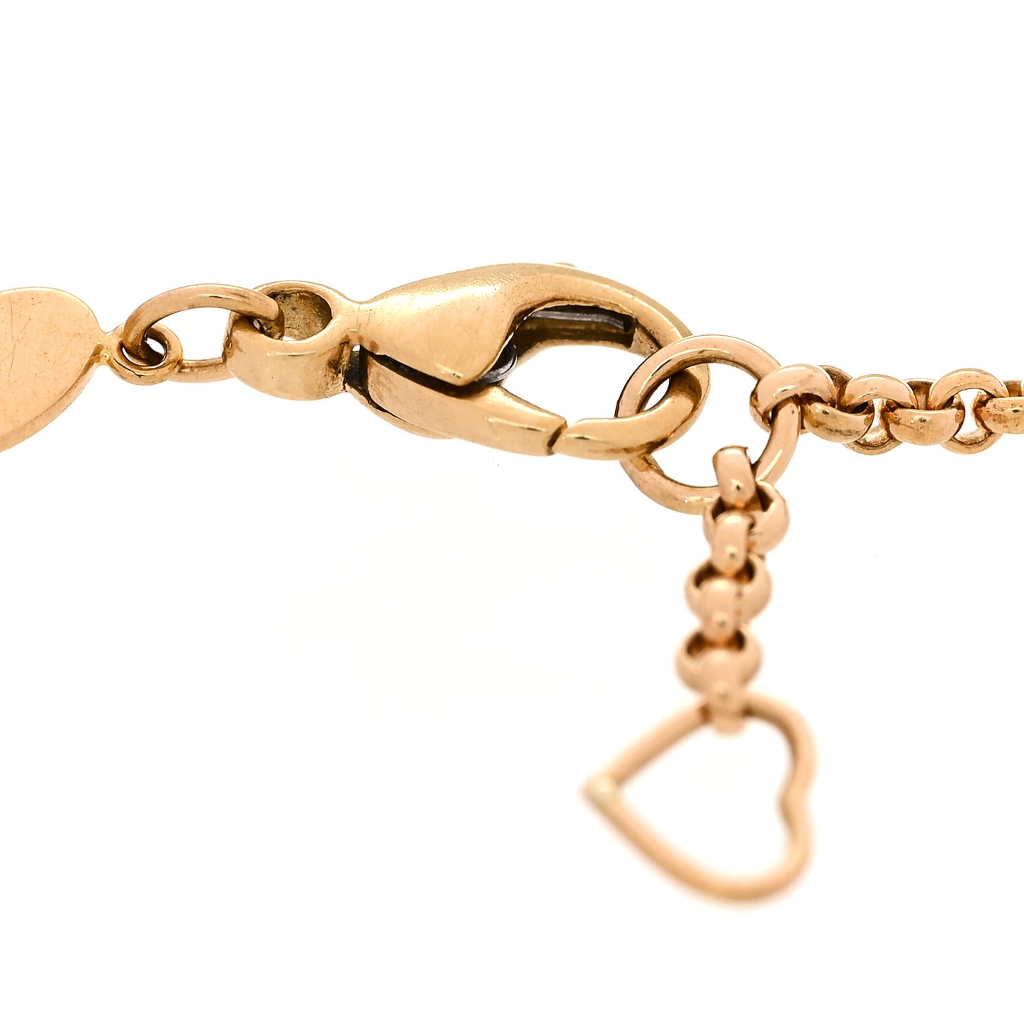 18K Yellow Gold Diamond Happy Hearts Chain Bracelet